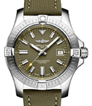 Avenger Automatic 43 in Steel on Khaki Green Fabric Strap with Green Dial