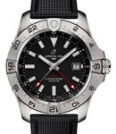 Avenger Automatic GMT 44mm in Steel on Black Leather Strap with Black Dial