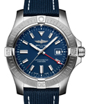 Avenger GMT 45mm in Steel on Blue Fabric Strap with Blue Dial