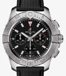 Avenger B01 Chronograph 44mm in Steel on Black Calfskin Leather Strap with Black Dial