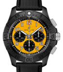 Avenger B01 Chronograph 44mm Night Mission in Black Ceramic on Black Calfskin Leather Strap with Yellow Dial