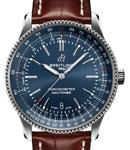 Navitimer 41mm Automatic in Steel on Brown Crocodile Leather Strap with Blue Dial