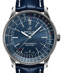 Navitimer 41mm Automatic in Steel on Blue Crocodile Leather Strap with Blue Dial