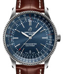 Navitimer 41mm Automatic in Steel on Brown Crocodile Leather Strap with Blue Dial
