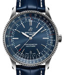Navitimer 41mm Automatic in Steel on Blue Crocodile Leather Strap with Blue Dial