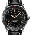 Navitimer 41mm Automatic in Steel on Black Crocodile Leather Strap with Black Dial