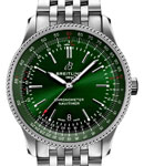 Navitimer 41mm Automatic in Steel on Steel Bracelet with Green Dial