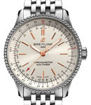 Navitimer 35mm in Steel on Steel Bracelet with Silver Dial