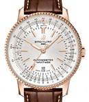 Navitimer 01 41mm Automatic in Rose Gold on Brown Crocodile Leather Strap with Silver Dial