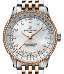 Navitimer Automatic 35mm in Steel with Rose Gold Bezel on Steel and Rose Gold Bracelet with MOP Diamond Dial