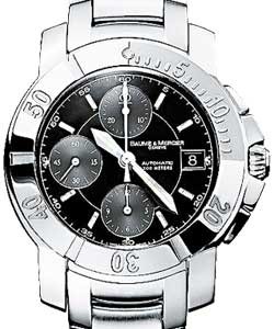 Capeland S Chronograph in Steel with Rotating Bezel on Polished Steel Bracelet with Black and Grey Dial
