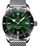 Superocean Heritage II 42mm in Steel with Black Ceramic Bezel on Stainless Steel Bracelet with Green Dial