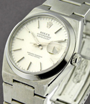 Oyster Quartz Datejust 36mm in Steel with Smooth Bezel on Oyster Bracelet with Silver Stick Dial