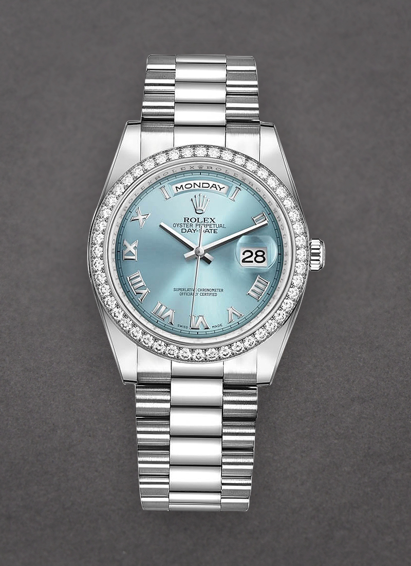 Pre-Owned Rolex President Day Date 36mm in Platinum with Diamond Bezel