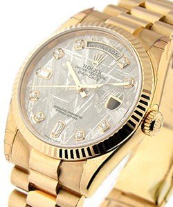 President Day-Date in Rose Gold with Fluted Bezel on President Bracelet with Meteorite Diamond Dial