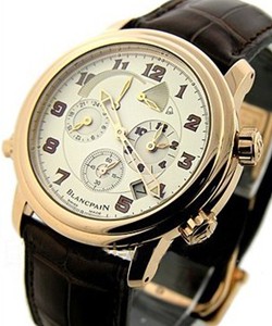 Leman Reveil GMT Alarm 40mm in Rose Gold on Brown Crocodile Leather Strap with Silver Opaline Dial