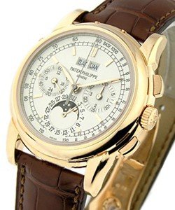 Perpetual Calendar Chronograph Ref 5970R in Rose Gold on Brown Crocodile Leather Strap with Silver Dial