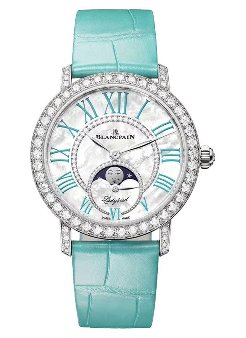 Blancpain Ladybird Colors Phases de Lune in White Gold with Diamond Bezel