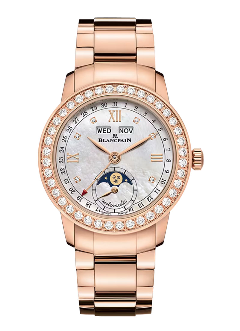 Blancpain Quantieme complet 33.7mm in Rose Gold with Diamond Bezel