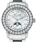 Quantieme complet 33.7mm in White Gold with Diamond Bezel on White Gold Bracelet with MOP Diamond Dial