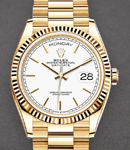 President 36mm in Yellow Gold with Fluted Bezel on President Bracelet with White Stick Dial