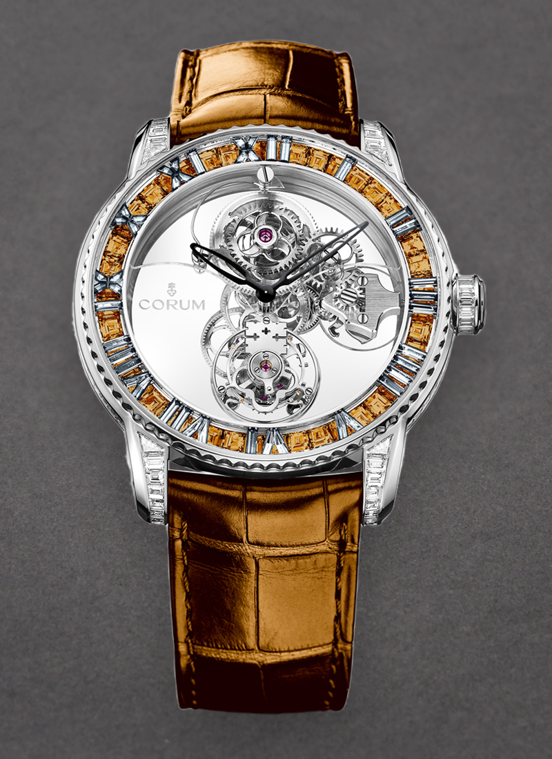 Corum Heritage Romulus 44mm Billionaire Tourbillon in White Gold with Diamond Bezel