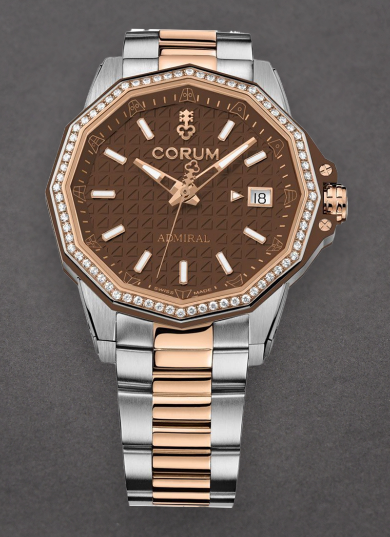 Corum Admiral 38mm Automatic in Titanium with Rose Gold Diamond Bezel