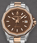 Admiral 38mm Automatic in Titanium with Rose Gold Diamond Bezel on Titanium and Rose Gold Bracelet with Brown Dial