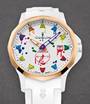 Admiral 42mm Automatic in White Ceramic with Rose Gold Bezel on White Rubber Strap with Sunray White Dial