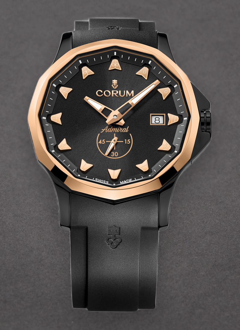 Corum Admiral 42mm Automatic in Black Ceramic with Rose Gold Bezel