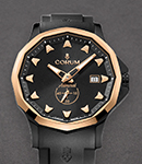 Admiral 42mm Automatic in Black Ceramic with Rose Gold Bezel on Black Rubber Strap with Black Dial