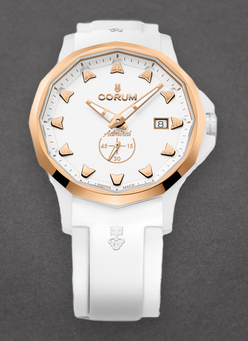 Corum Admiral 42mm Automatic in White Ceramic with Rose Gold Bezel