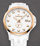 Admiral 42mm Automatic in White Ceramic with Rose Gold Bezel on White Rubber Strap with White Dial