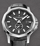 Admiral 42mm Automatic in Steel  on Black Crocodile Leather Strap with Black Dial