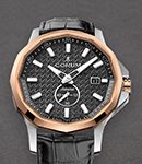 Admiral 42mm Automatic in Steel with Rose Gold Bezel on Black Crocodile Leather Strap with Black Dial