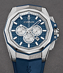 Admiral 45mm Chronograph Automatic in Titanium on Blue Rubber Strap with Blue Dial