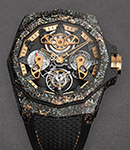 Admiral 45mm Tourbillon Openworked Automatic in Carbon with Gold Inclusion on Black Rubber Strap with Black Opnewotked Dial
