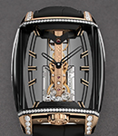 Golden Bridge Avant Grade in Black DLC Titanium & Rose Gold with Diamonds on Black Crocodile Leather Strap with Skeleton Dial