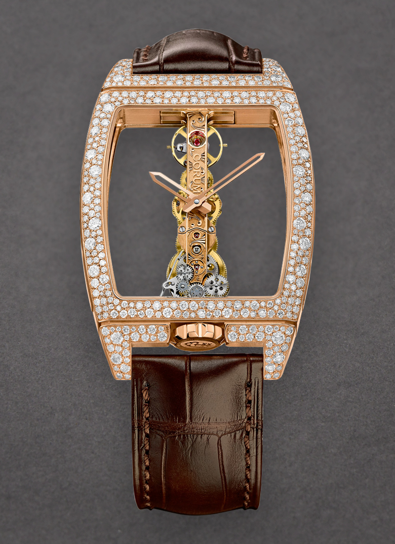 Corum Golden Bridge Classic in Rose Gold with Pave Diamond Case