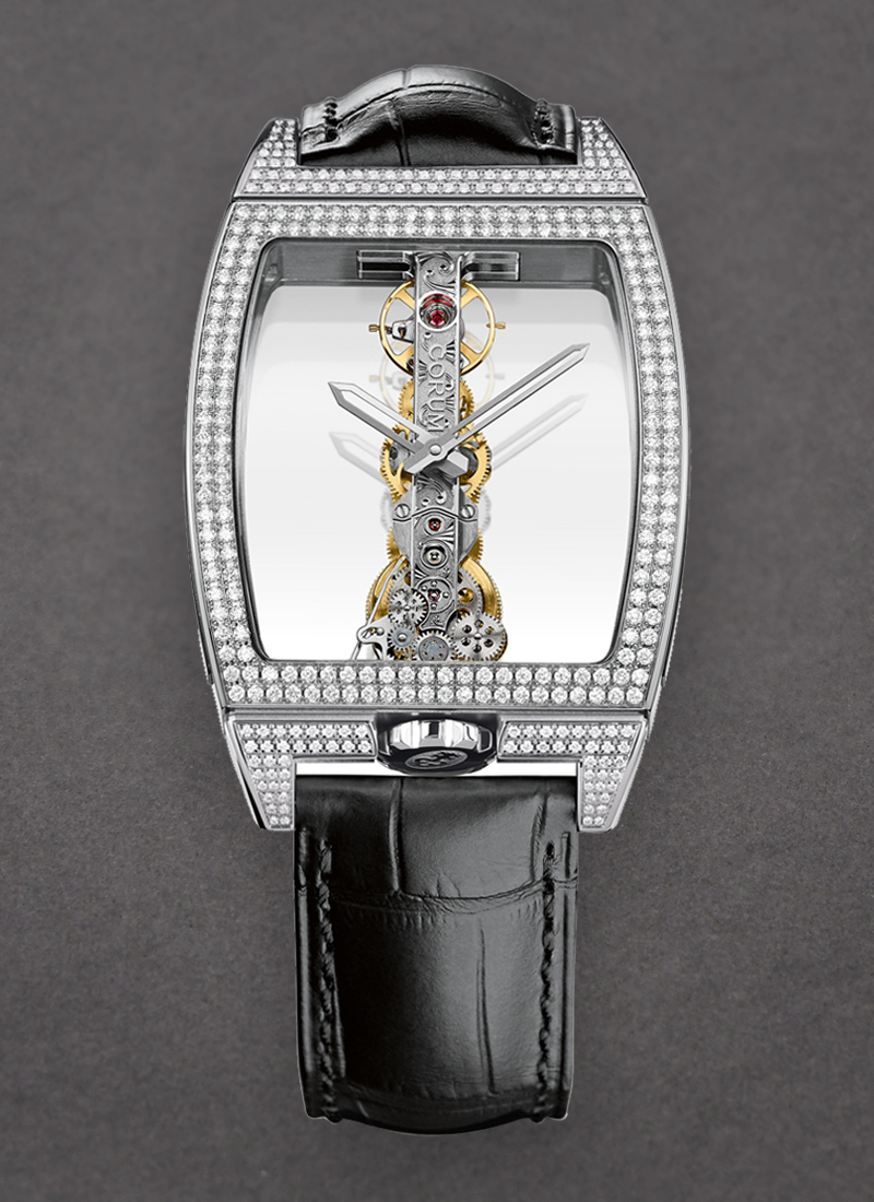 Corum Golden Bridge Classic in White Gold with Pave Diamond Case