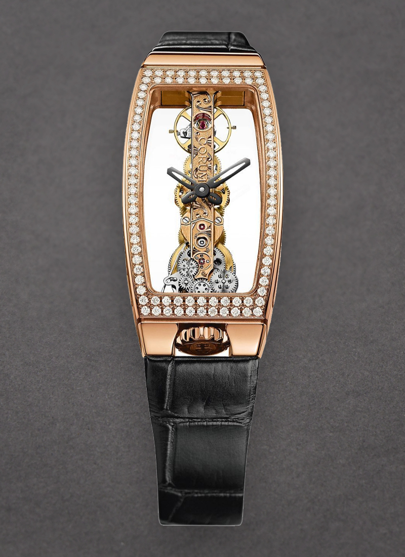 Corum Golden Bridge MIss in Rose Gold with Pave Diamond Case