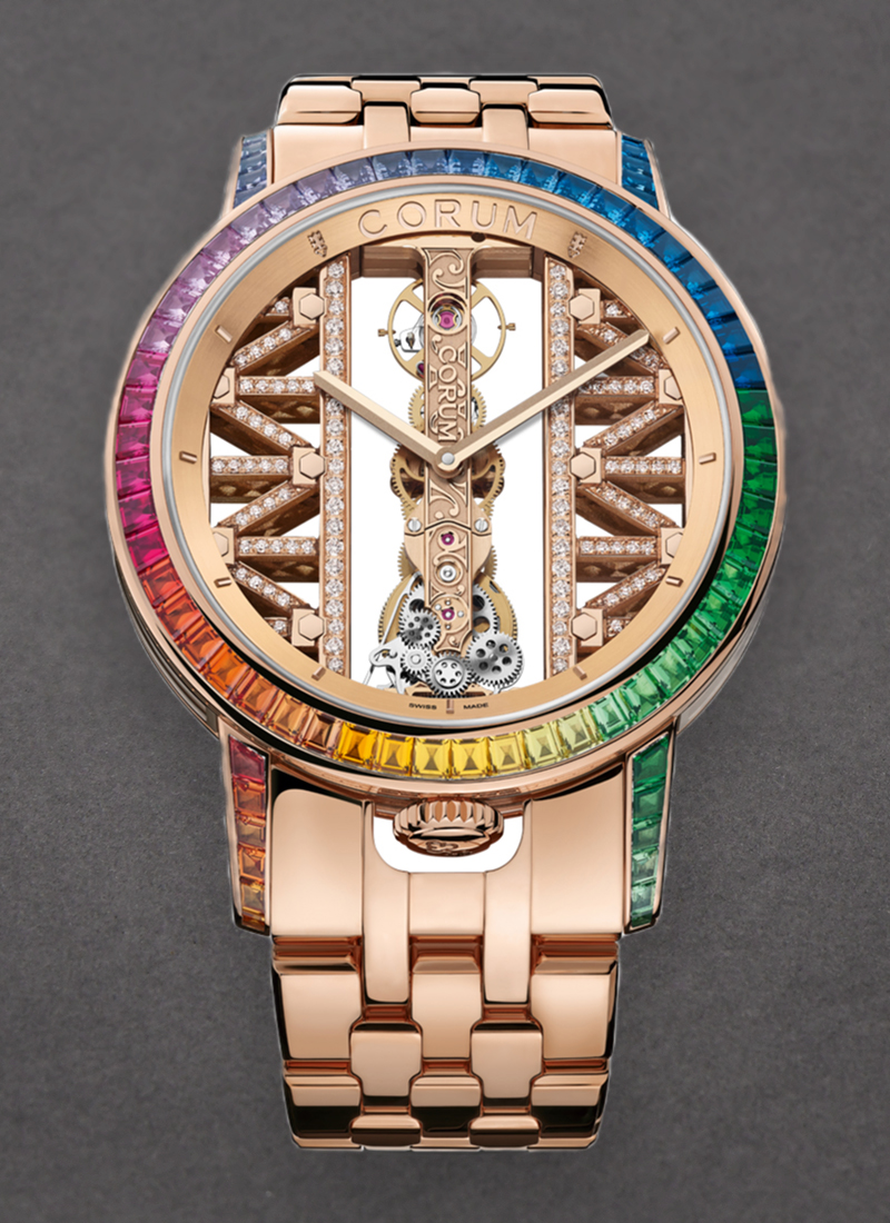 Corum Golden Bridge 43mm in Rose Gold with Sapphire Bezel & Lugs