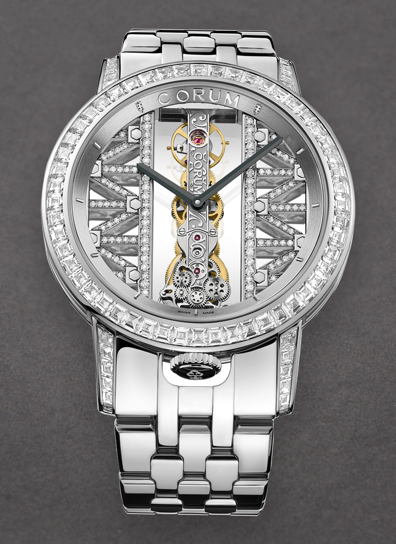 Corum Golden Bridge 43mm in White Gold with Baguette Diamond Bezel & Lugs