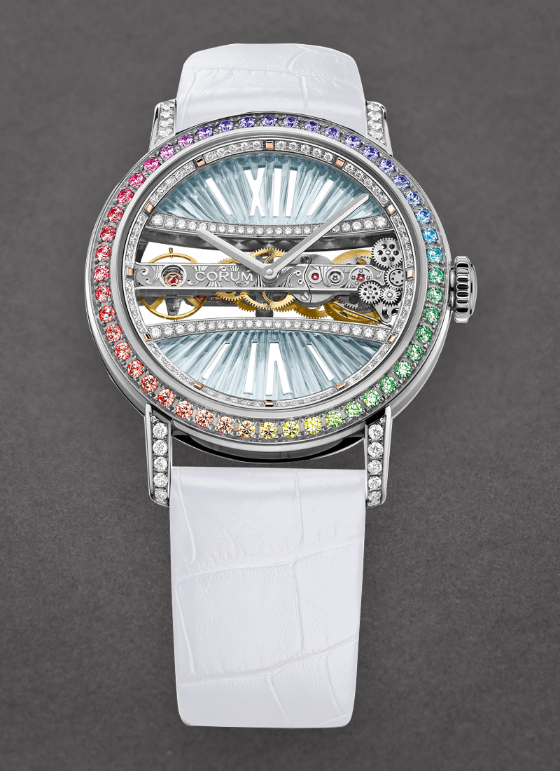 Corum Golden Bridge 39mm in White Gold with Rainbow Diamond Bezel & Lugs