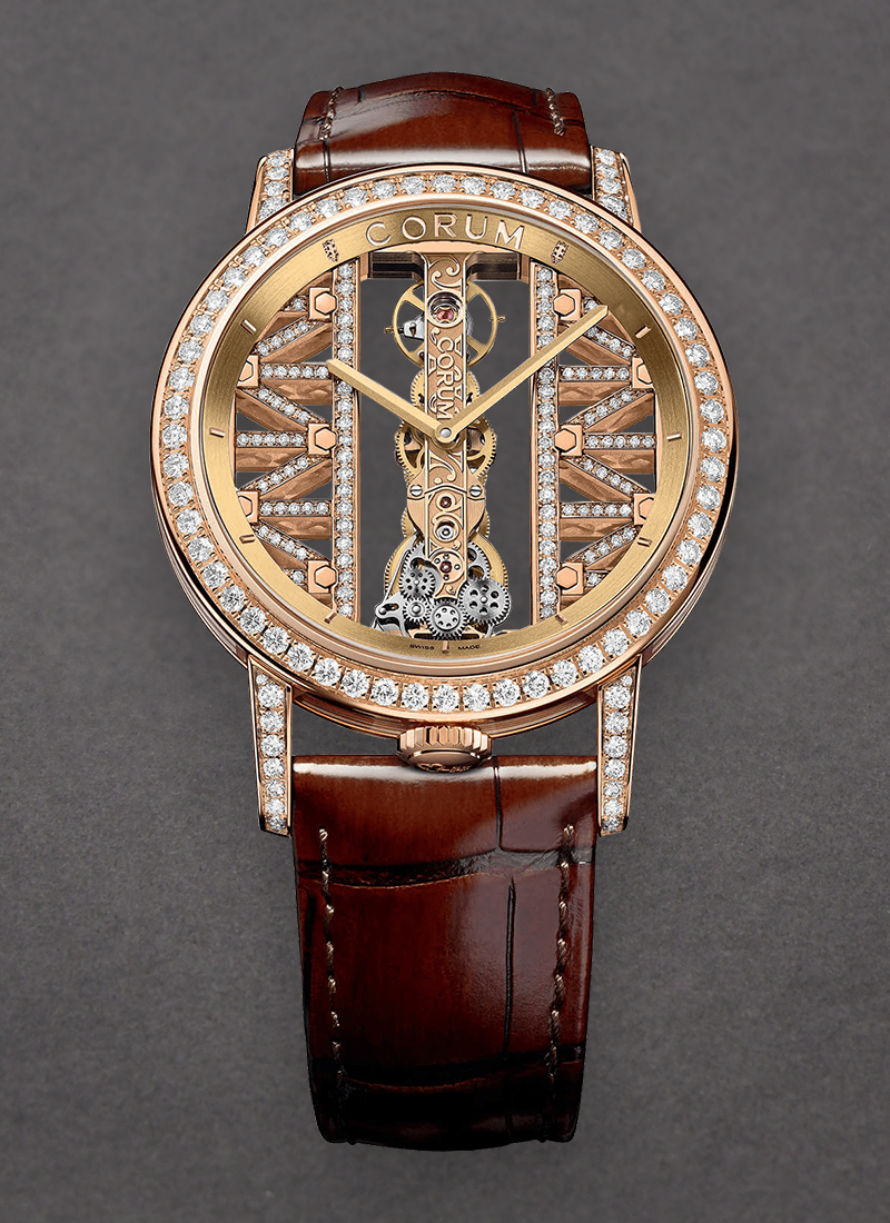 Corum Golden Bridge 43mm in Rsoe Gold with Diamond Bezel & Lugs