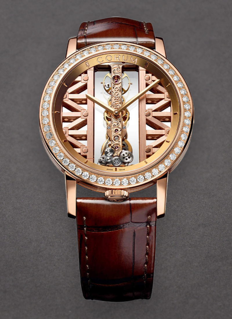 Corum Golden Bridge 43mm in Rsoe Gold with Diamond Bezel