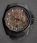 Admiral's Cup AC-One Chronograph in Black DLC Steel on Black Rubber Strap with Wood Dial