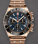 Super Chronomat B01 44mm in Rose Gold with Brown Bezel on Rose Gold Bracelet with Blue Dial