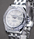 Galactic 41 in Steel with Diamond Bezel on Steel Bracelet with MOP Dial