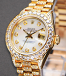 Ladies President in Yellow Gold with MOP Diamond Dial On Yellow Gold President Bracelet with added Diamonds and Aftermarket Diamond Bezel